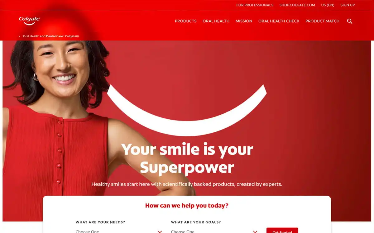 Colgate website homepage