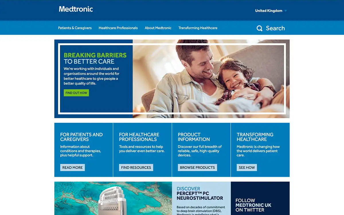 Medtronic website homepage