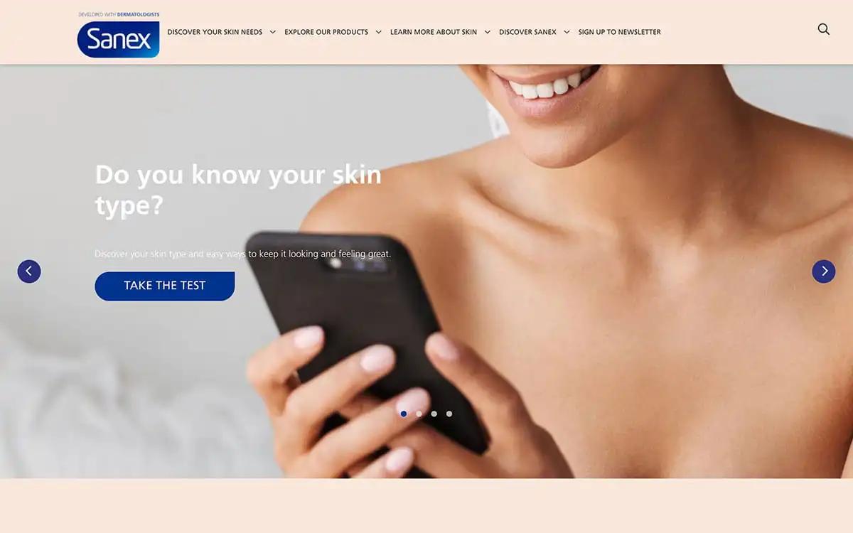 Sanex website homepage