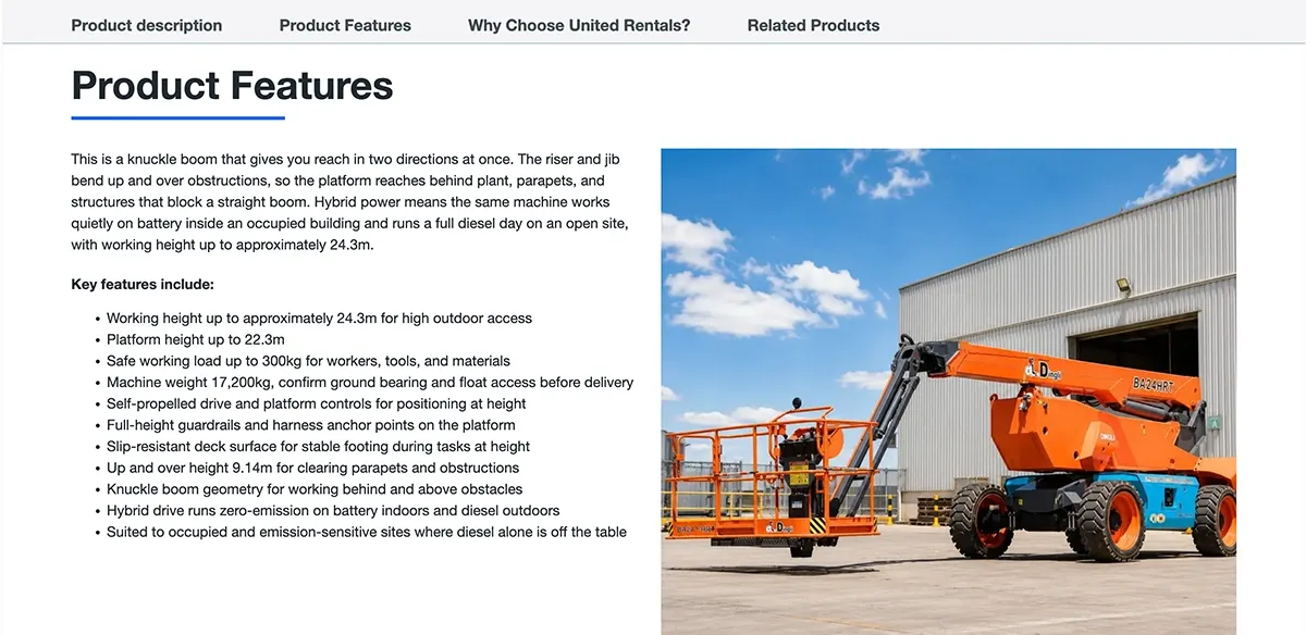 United Rentals website homepage